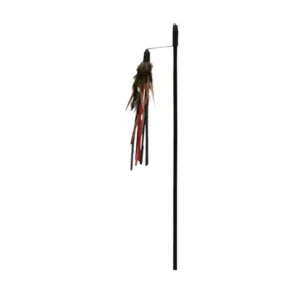 Cat Toys - Playing Rod With Leather Straps & Feathers