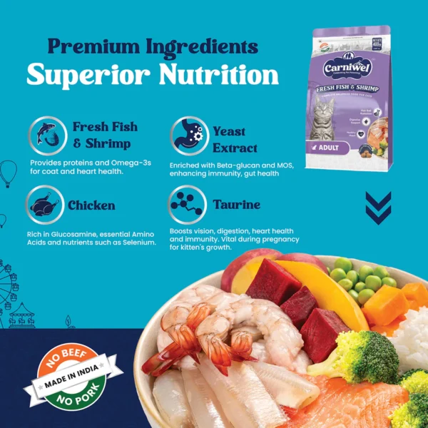 Carniwel Fresh Fish & Shrimp Dry Cat Food, Adult - Image 2