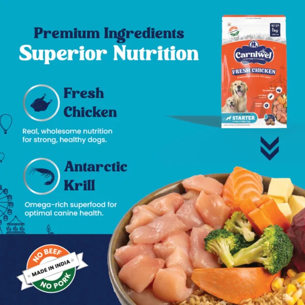 Carniwel Fresh Chicken Dry Dog Food for Large Breed, Starter - Image 3